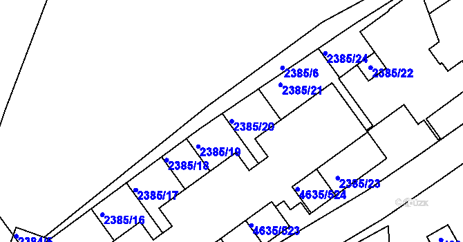 Parcela st. 2385/20 v KÚ Modřany, Katastrální mapa