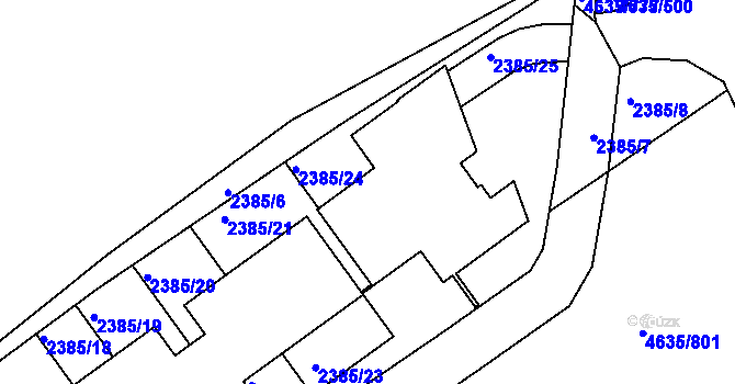 Parcela st. 2385/22 v KÚ Modřany, Katastrální mapa