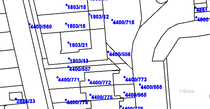 Parcela st. 4400/569 v KÚ Modřany, Katastrální mapa