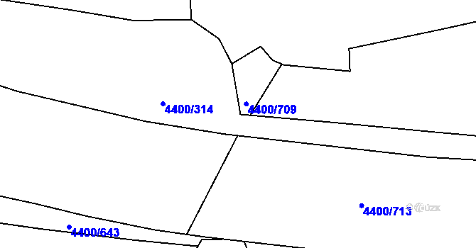 Parcela st. 4400/710 v KÚ Modřany, Katastrální mapa