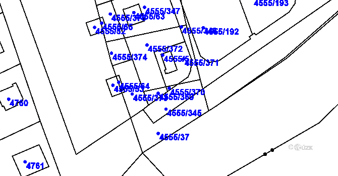 Parcela st. 4555/370 v KÚ Modřany, Katastrální mapa