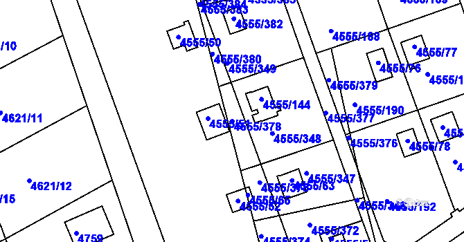 Parcela st. 4555/378 v KÚ Modřany, Katastrální mapa