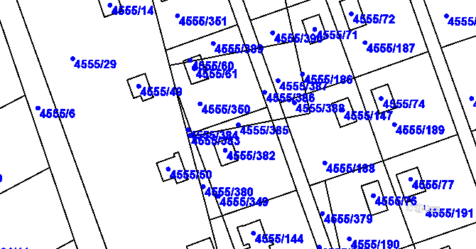 Parcela st. 4555/385 v KÚ Modřany, Katastrální mapa