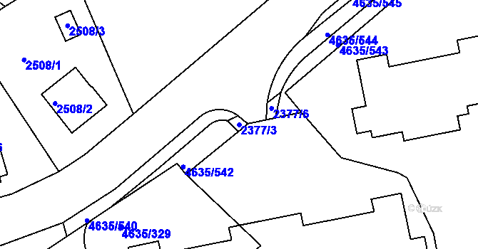 Parcela st. 2377/3 v KÚ Modřany, Katastrální mapa