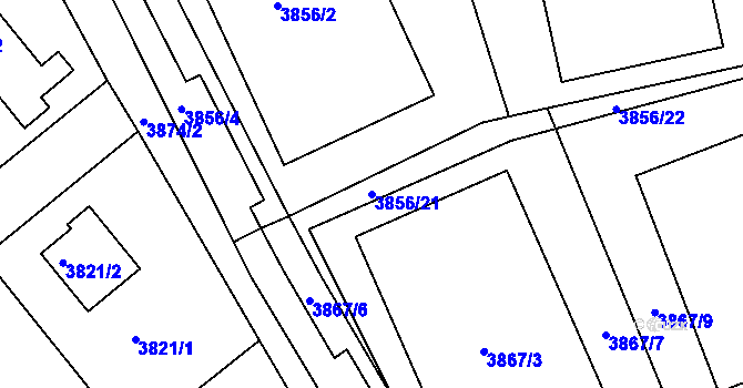 Parcela st. 3856/21 v KÚ Modřany, Katastrální mapa