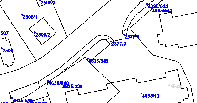 Parcela st. 2377/4 v KÚ Modřany, Katastrální mapa