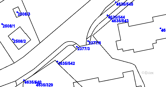 Parcela st. 2377/5 v KÚ Modřany, Katastrální mapa