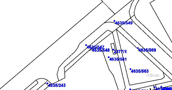Parcela st. 4635/547 v KÚ Modřany, Katastrální mapa