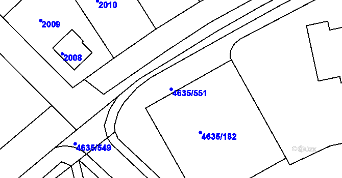 Parcela st. 4635/551 v KÚ Modřany, Katastrální mapa