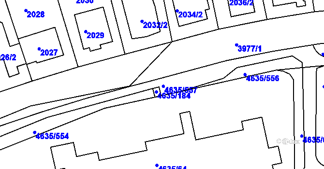 Parcela st. 4635/555 v KÚ Modřany, Katastrální mapa