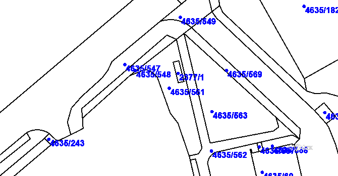 Parcela st. 4635/561 v KÚ Modřany, Katastrální mapa