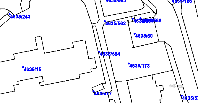 Parcela st. 4635/564 v KÚ Modřany, Katastrální mapa