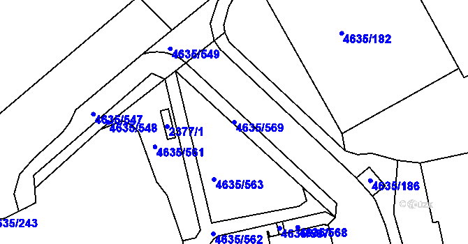 Parcela st. 4635/569 v KÚ Modřany, Katastrální mapa