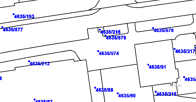 Parcela st. 4635/574 v KÚ Modřany, Katastrální mapa