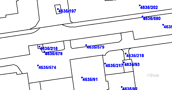 Parcela st. 4635/579 v KÚ Modřany, Katastrální mapa