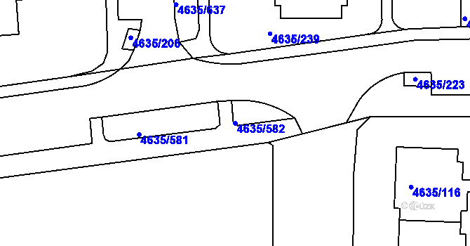Parcela st. 4635/582 v KÚ Modřany, Katastrální mapa