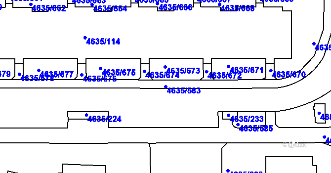 Parcela st. 4635/583 v KÚ Modřany, Katastrální mapa
