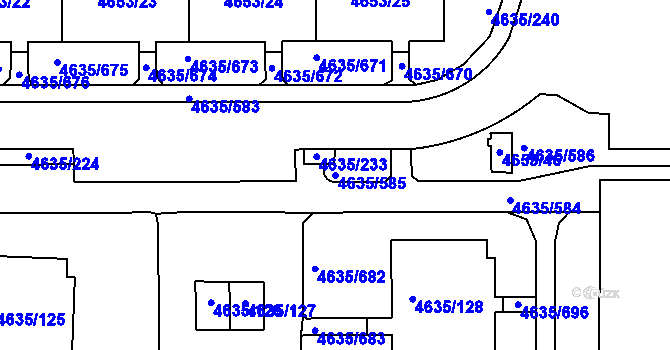 Parcela st. 4635/585 v KÚ Modřany, Katastrální mapa