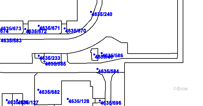 Parcela st. 4635/586 v KÚ Modřany, Katastrální mapa