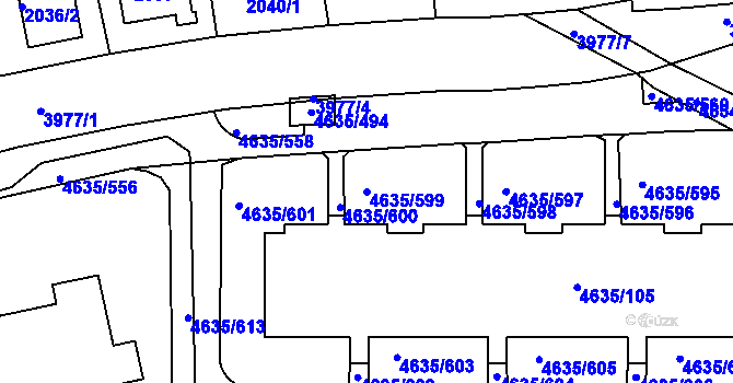 Parcela st. 4635/599 v KÚ Modřany, Katastrální mapa