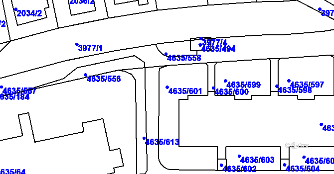 Parcela st. 4635/601 v KÚ Modřany, Katastrální mapa