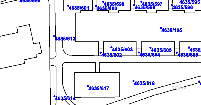 Parcela st. 4635/602 v KÚ Modřany, Katastrální mapa