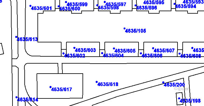 Parcela st. 4635/604 v KÚ Modřany, Katastrální mapa