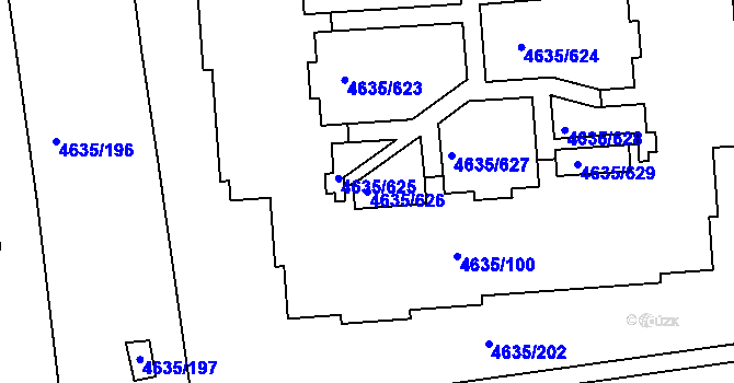 Parcela st. 4635/626 v KÚ Modřany, Katastrální mapa