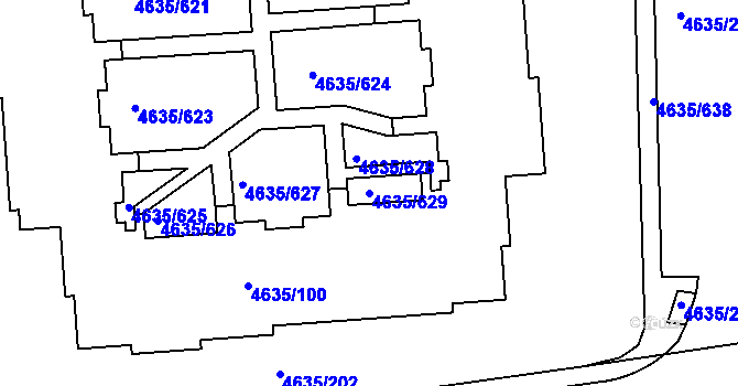 Parcela st. 4635/629 v KÚ Modřany, Katastrální mapa