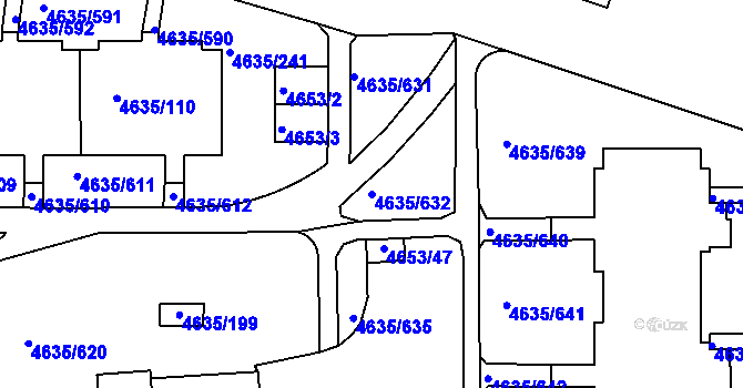 Parcela st. 4635/632 v KÚ Modřany, Katastrální mapa