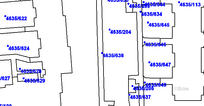 Parcela st. 4635/638 v KÚ Modřany, Katastrální mapa