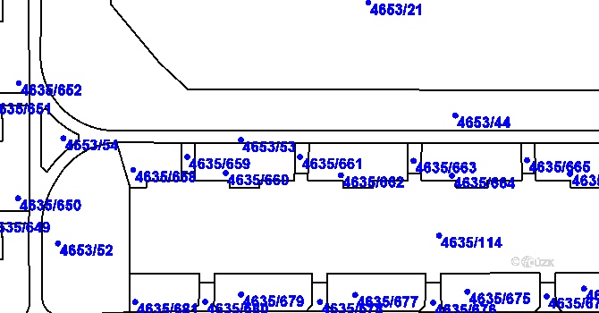 Parcela st. 4635/661 v KÚ Modřany, Katastrální mapa