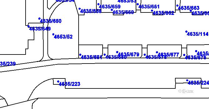 Parcela st. 4635/680 v KÚ Modřany, Katastrální mapa