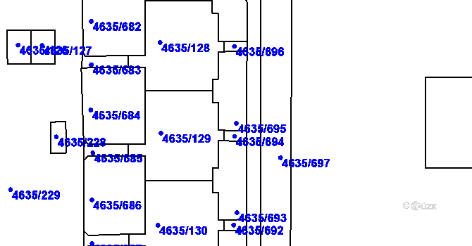 Parcela st. 4635/695 v KÚ Modřany, Katastrální mapa