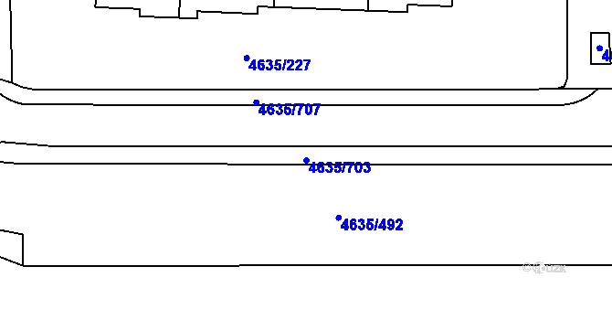 Parcela st. 4635/703 v KÚ Modřany, Katastrální mapa