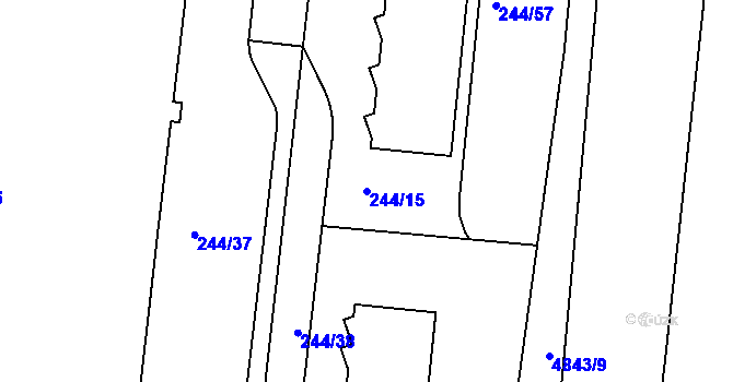Parcela st. 244/15 v KÚ Modřany, Katastrální mapa