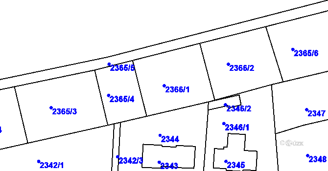 Parcela st. 2366/1 v KÚ Modřany, Katastrální mapa