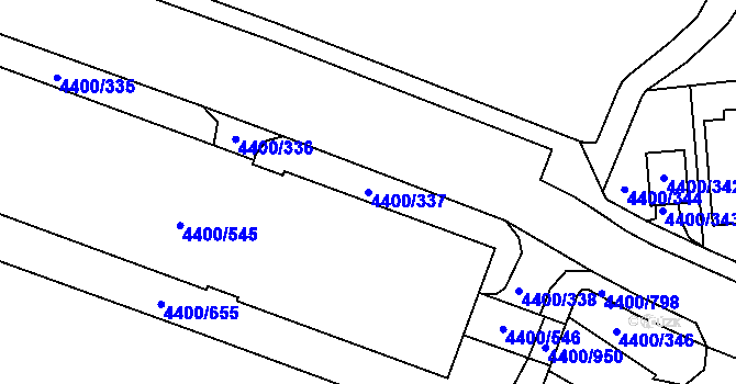 Parcela st. 4400/337 v KÚ Modřany, Katastrální mapa