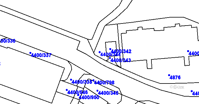 Parcela st. 4400/344 v KÚ Modřany, Katastrální mapa