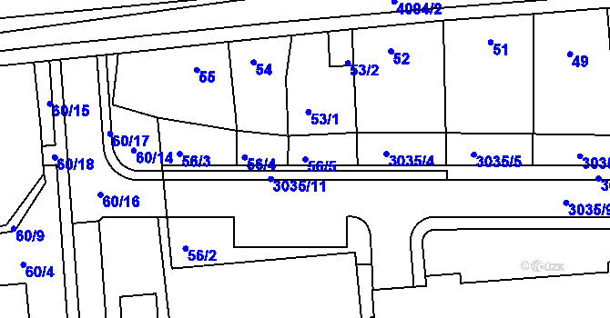 Parcela st. 56/5 v KÚ Modřany, Katastrální mapa