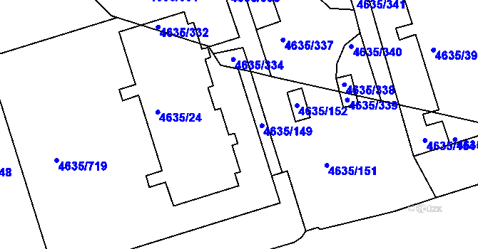 Parcela st. 4635/720 v KÚ Modřany, Katastrální mapa