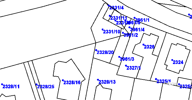 Parcela st. 2328/20 v KÚ Modřany, Katastrální mapa