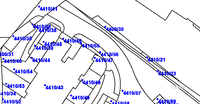 Parcela st. 4410/56 v KÚ Modřany, Katastrální mapa