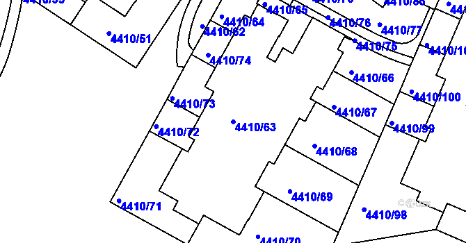 Parcela st. 4410/63 v KÚ Modřany, Katastrální mapa