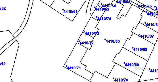 Parcela st. 4410/72 v KÚ Modřany, Katastrální mapa
