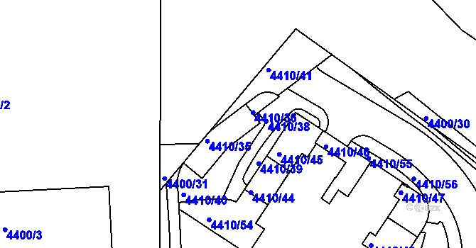 Parcela st. 4410/105 v KÚ Modřany, Katastrální mapa