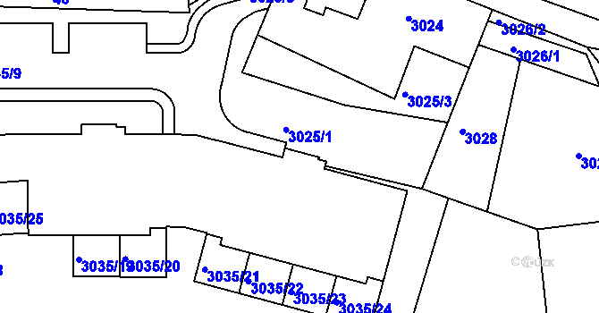 Parcela st. 3025/4 v KÚ Modřany, Katastrální mapa