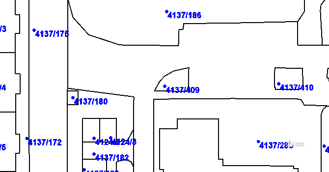 Parcela st. 4137/409 v KÚ Modřany, Katastrální mapa