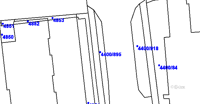 Parcela st. 4400/895 v KÚ Modřany, Katastrální mapa