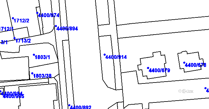 Parcela st. 4400/914 v KÚ Modřany, Katastrální mapa